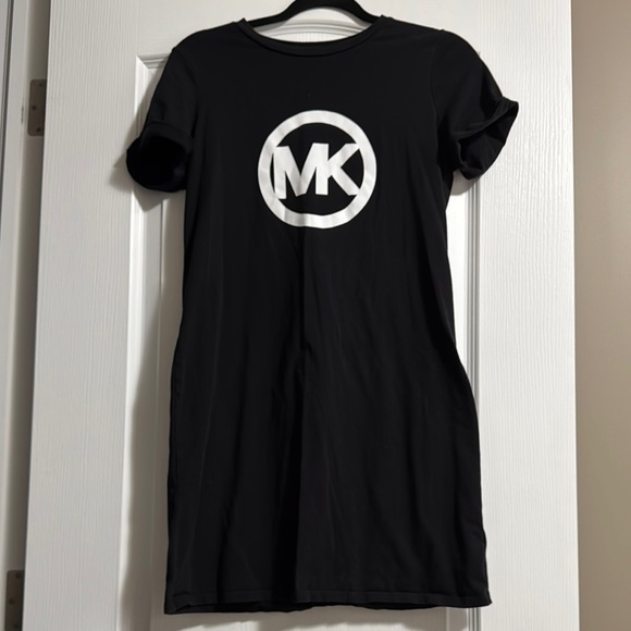 Michael Kors Black T-Shirt Dress with White Logo - Picture 1 of 4